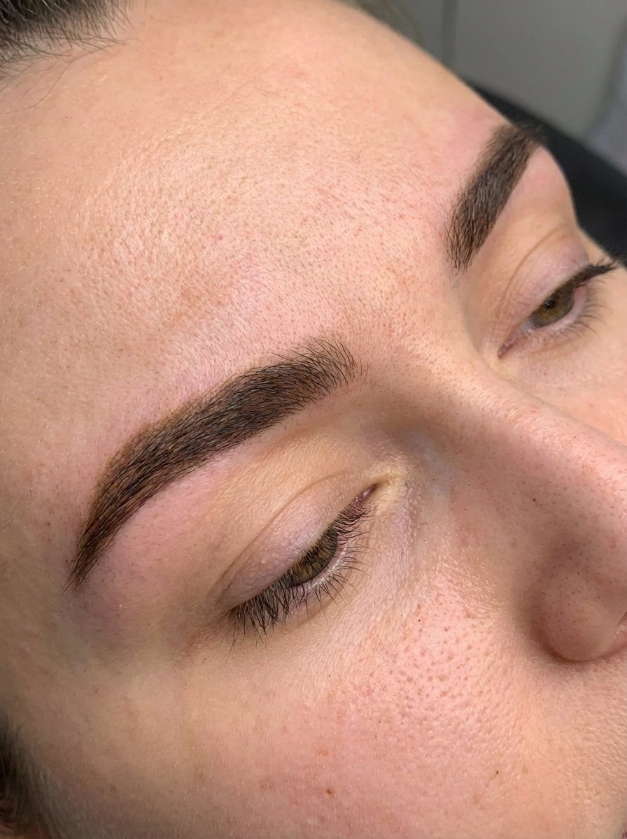 Powder brows and hairstrokes PMU result by Lady D Studio Nicosia