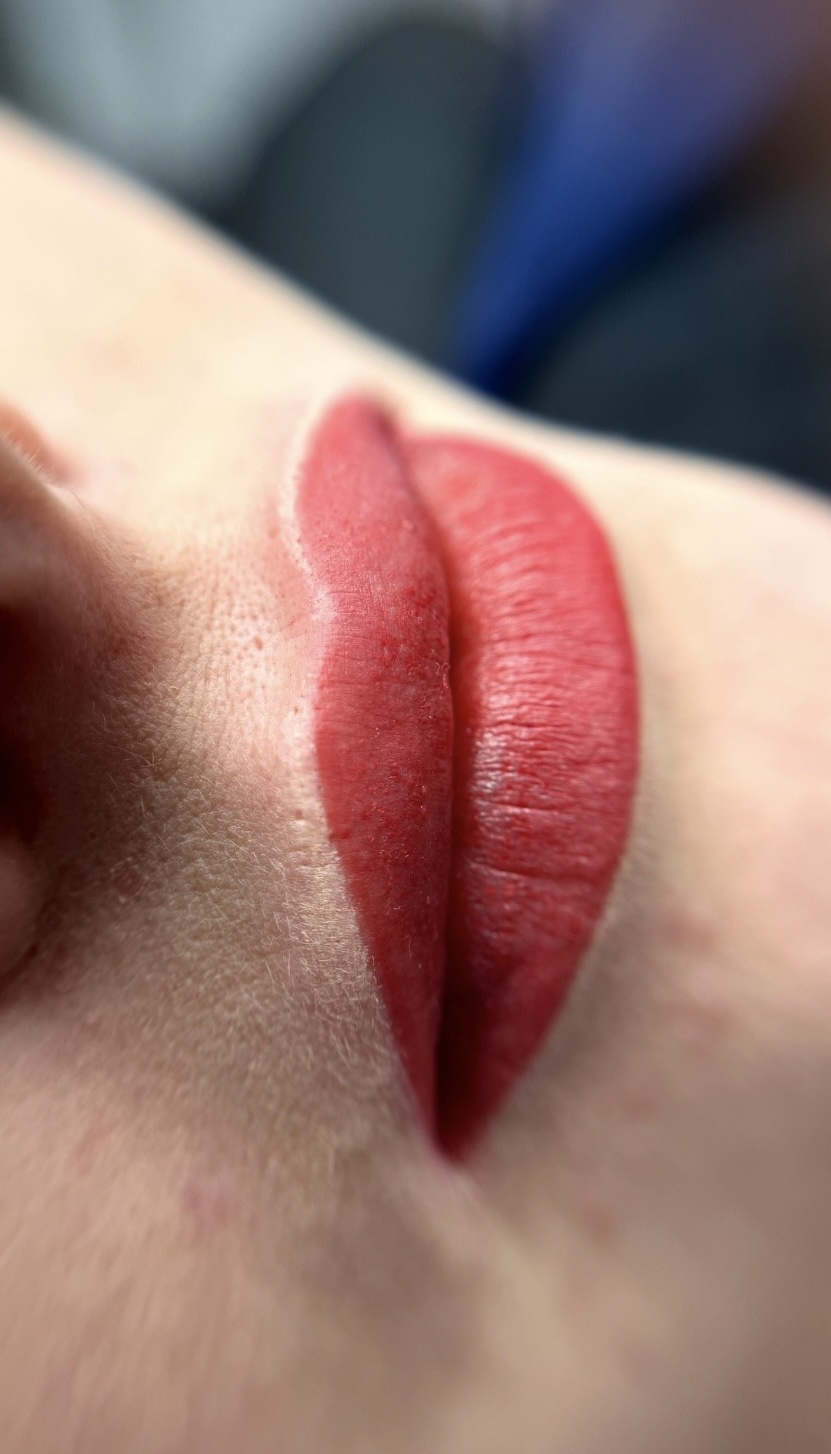 Lip blush permanent makeup close-up result by Lady D Studio